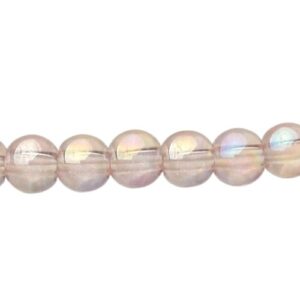 pink glass round beads 4mm