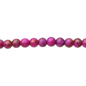 Pinky Purple w/ Gold Swirl Glass Round Beads – 8mm [strand]