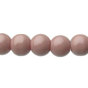 Solid Mid Dusky Pink Glass Round Beads – 8mm [strand]