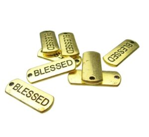 gold blessed tag charms