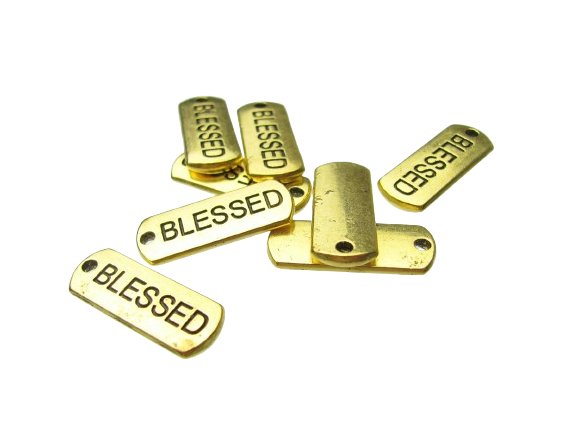 gold blessed tag charms