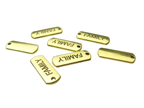 gold family tag charms