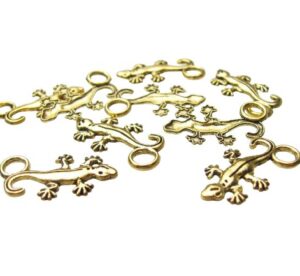 gold gecko lizard charms