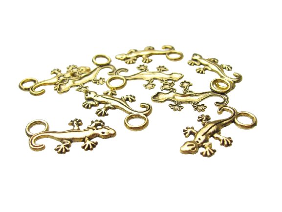 gold gecko lizard charms