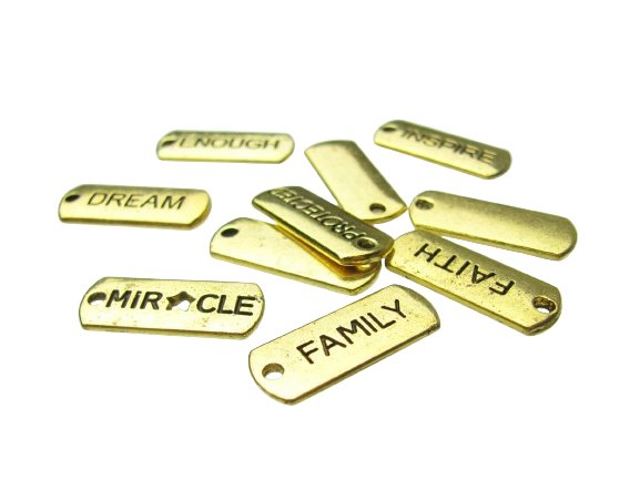 mixed gold tag charms