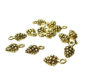 gold small pine cone charms for beading