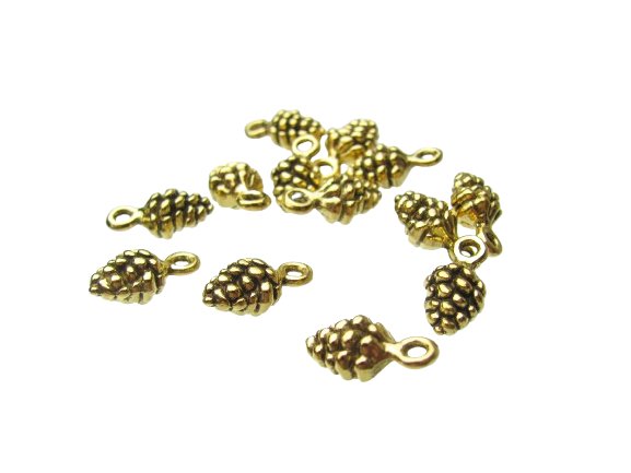 gold small pine cone charms for beading