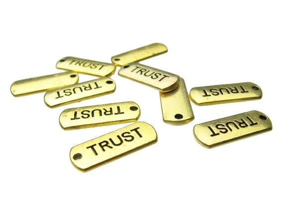 gold trust tag charms