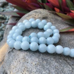aquamarine 10mm round gemstone beads australia