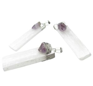 selenite and amethyst gemstone pendant australia