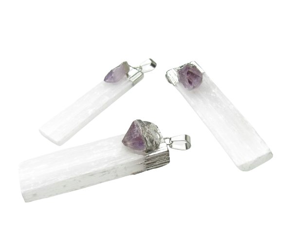 selenite and amethyst gemstone pendant australia