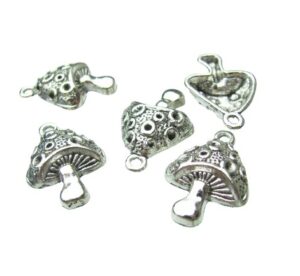 silver mushroom charms