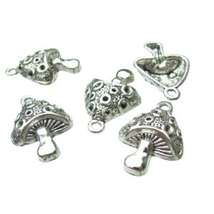 silver mushroom charms