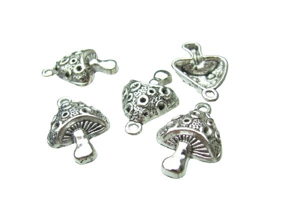 silver mushroom charms