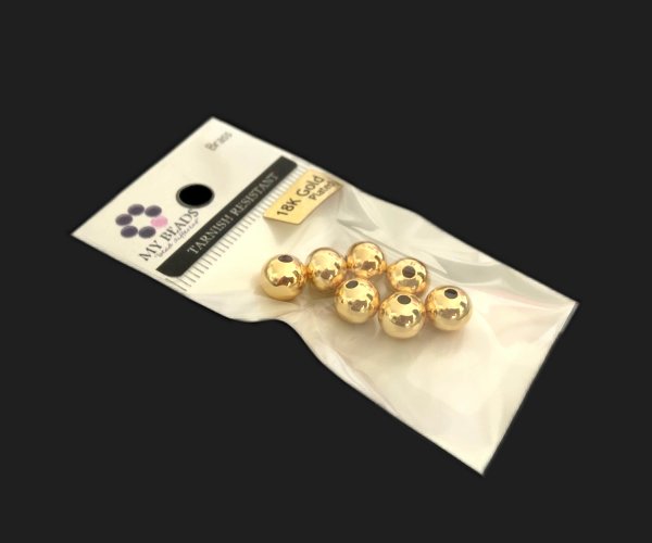 tarnish resistant findings 18k gold plated brass round beads for jewellery making