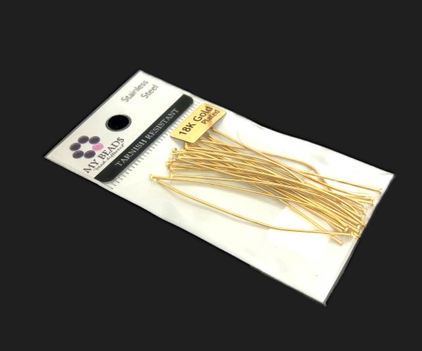 tarnish resistant 18k gold plated stainless steel findings headpins