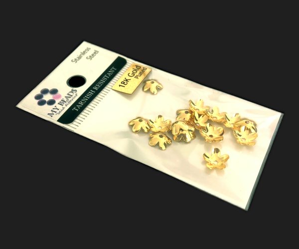 tarnish resistant 18k gold plated stainless steel bead caps findings