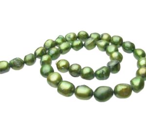 green baroque freshwater pearls