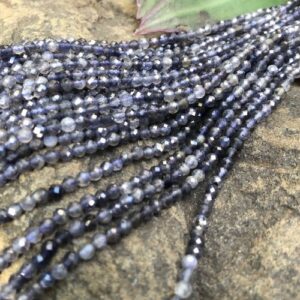 iolite faceted 3mm round gemstone beads natural crystals Australia