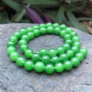 green nephrite jade 8mm round gemstone beads