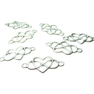 silver heart infinity connectors for beading