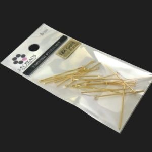 Tarnish Resistant 25mm Headpins – 18K Gold Plated Brass [20pcs]