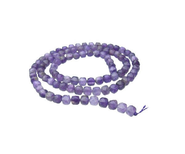 amethyst faceted cube gemstone beads