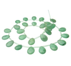 green aventurine natural faceted gemstone teardrop beads