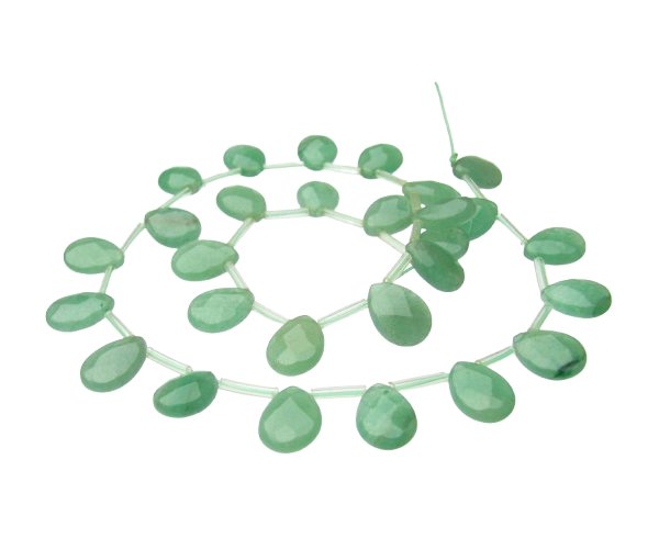 green aventurine natural faceted gemstone teardrop beads