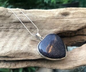 blue goldstone heart pendant