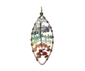 chakra leaf pendant gemstone natural crystals