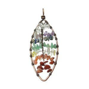 chakra leaf pendant gemstone natural crystals