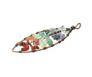 chakra leaf pendant gemstone natural crystals