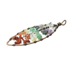 chakra leaf pendant gemstone natural crystals