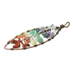 chakra leaf pendant gemstone natural crystals