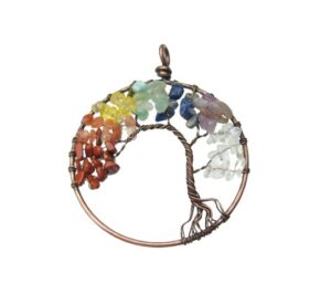 chakra tree of life natural crystals pendant