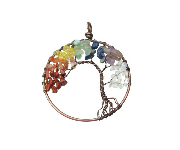 chakra tree of life natural crystals pendant