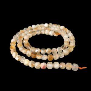 citrine faceted gemstone cube beads natural crystals