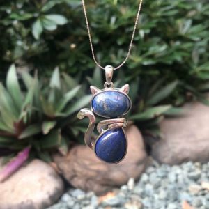 lapis lazuli cat gemstone pendant