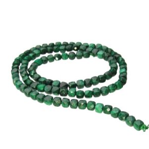 malachite gemstone faceted cube beads
