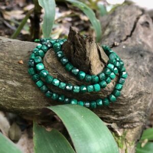 malachite gemstone faceted cube beads