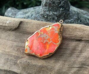 orange impression jasper gemstone pendant