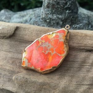 orange impression jasper gemstone pendant
