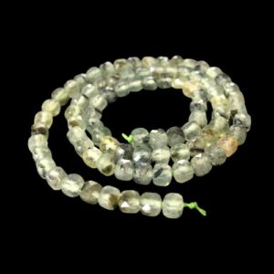 prehnite faceted cube gemstone beads