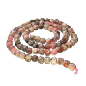 rhodochrosite faceted cube gemstone beads