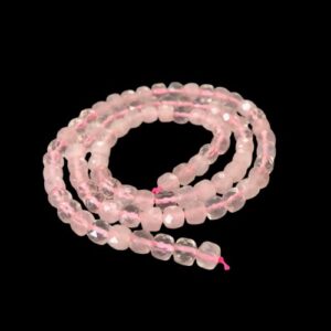 rose quartz faceted gemstone cube beads natural crystals Australia