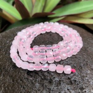 rose quartz faceted gemstone cube beads natural crystals Australia