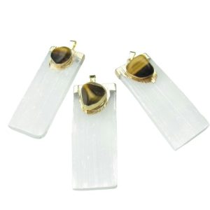 tiger eye gemstone pendant selenite