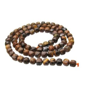 tiger eye faceted cube gemstone beads