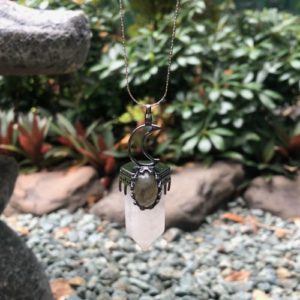 clear quartz with labradorite gemstone pendant australia